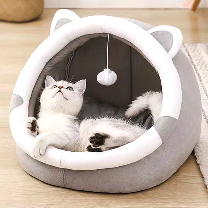 Cute Cat Bed - Soft Indoor Pet House for Cats & Small Dogs