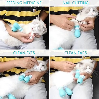 Adjustable Cat Claw Protector & Shoes - Anti-Scratch Silicone Mittens