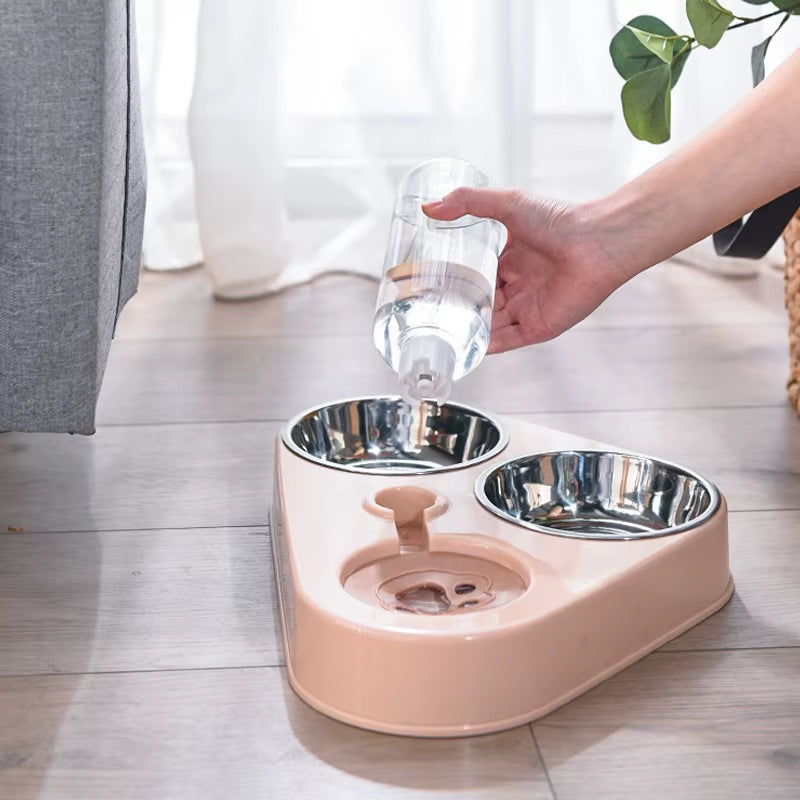 3-in-1 Pet Food & Water Bowl Set - Automatic Drinking Feeder with Bottle