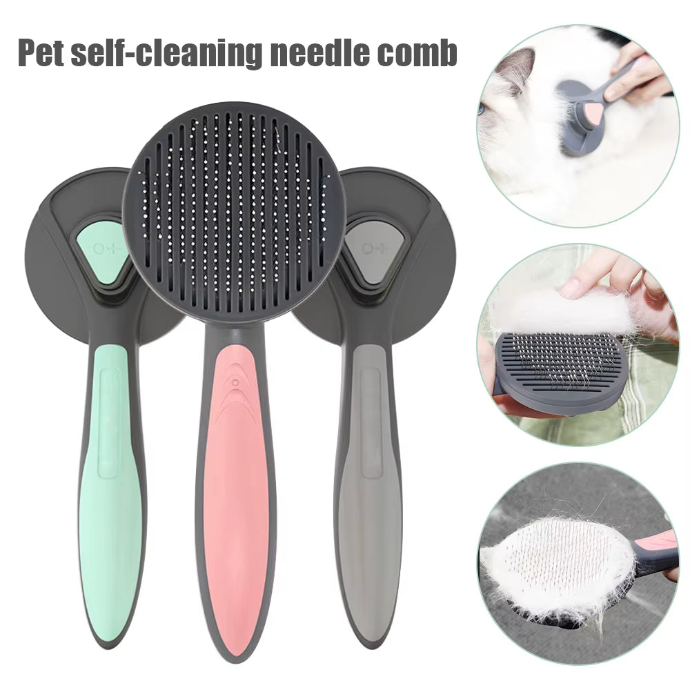 Self-Cleaning Pet Comb - Dog & Cat Hair Remover Slicker Brush