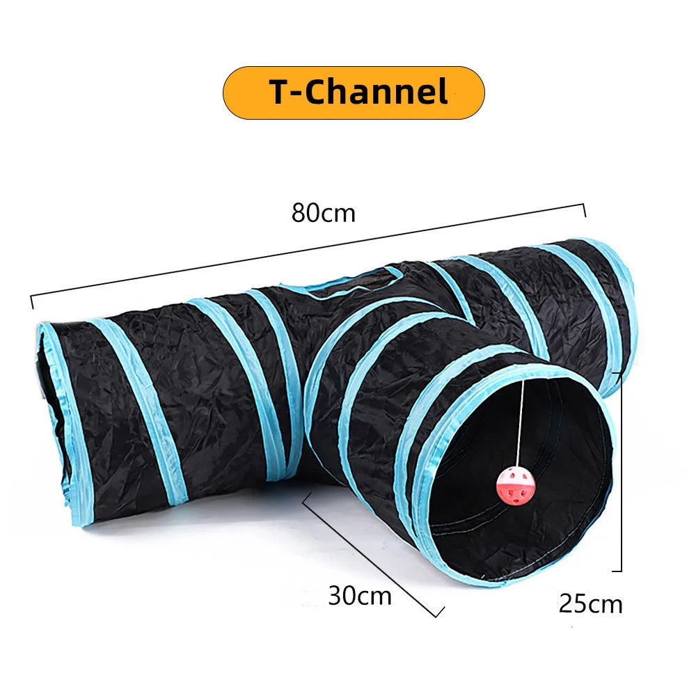 Foldable Cat Tunnel - Breathable S-Shape Play Tunnel for Indoor Cats