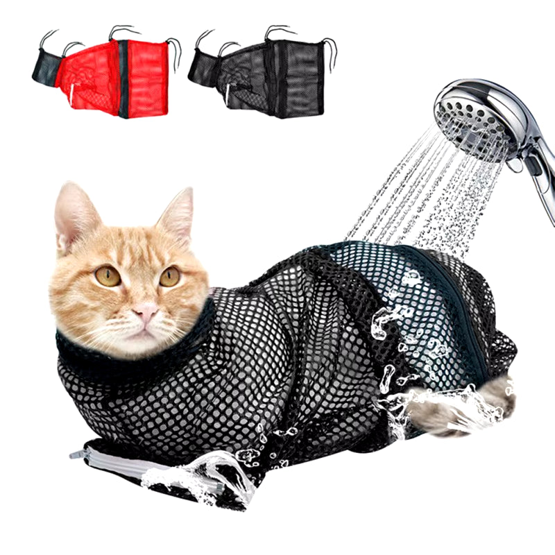 Mesh Cat Bath & Grooming Bag - Adjustable Pet Washing & Nail Trimming Bag