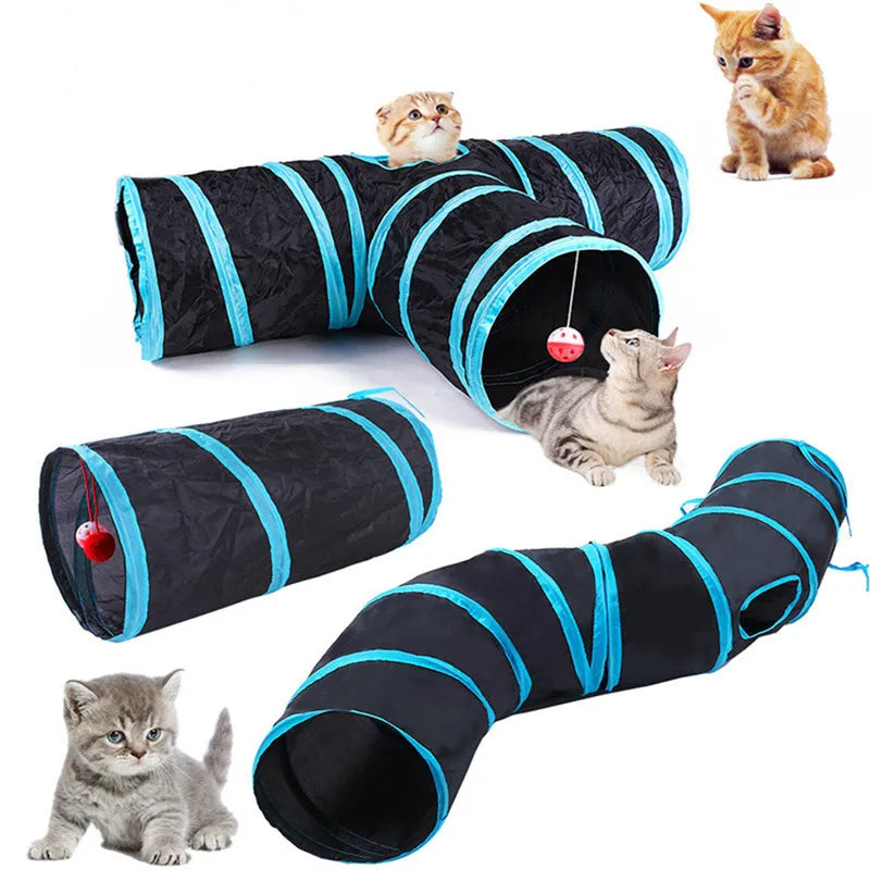 Foldable Cat Tunnel - Breathable S-Shape Play Tunnel for Indoor Cats