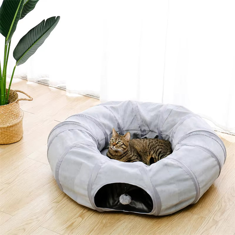 3-in-1 Cat Tunnel & Bed with Interactive Plush Ball Toy