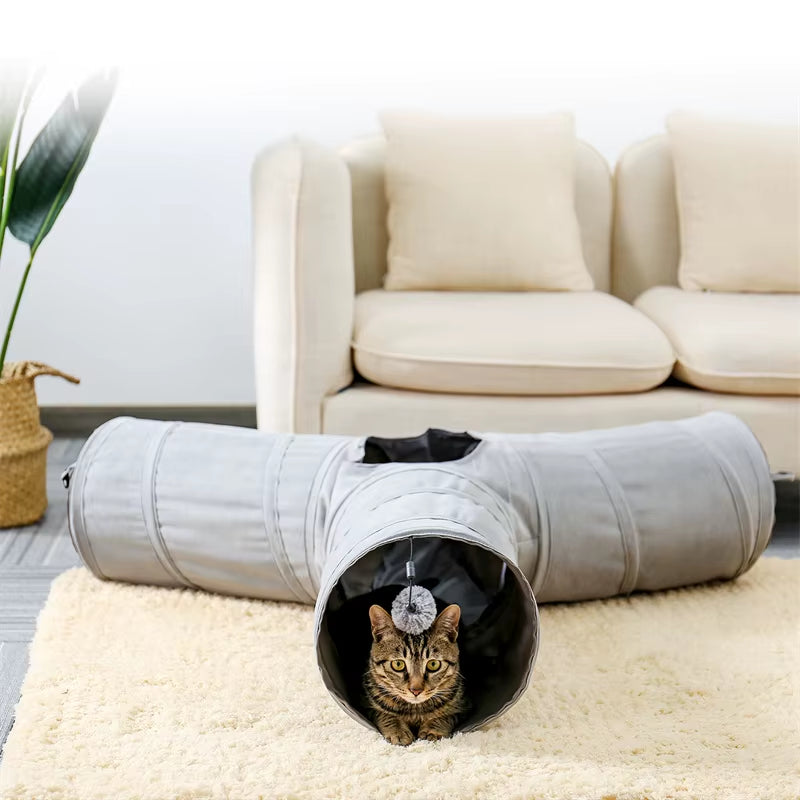 3-in-1 Cat Tunnel & Bed with Interactive Plush Ball Toy