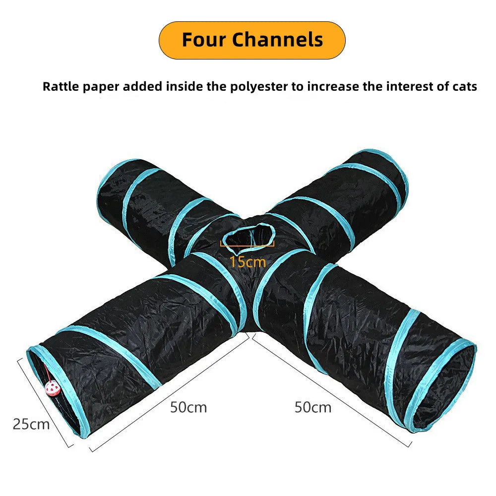 Foldable Cat Tunnel - Breathable S-Shape Play Tunnel for Indoor Cats