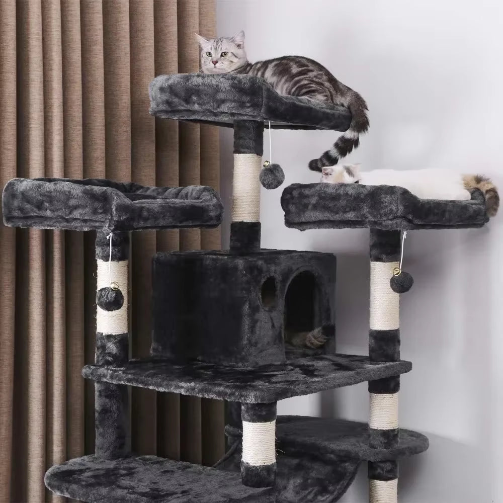 Large Cat Tree Condo with Sisal Scratching Posts & Perches - Cat Tower Activity Center