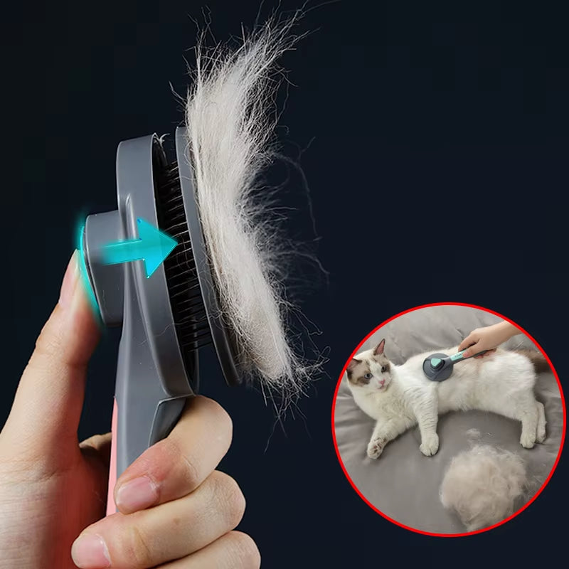 Self-Cleaning Pet Comb - Dog & Cat Hair Remover Slicker Brush