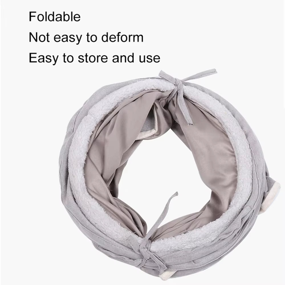 Cat 3-Way Collapsible S-Shaped Tunnel with Ball - Grey Suede Crinkle Play Tube