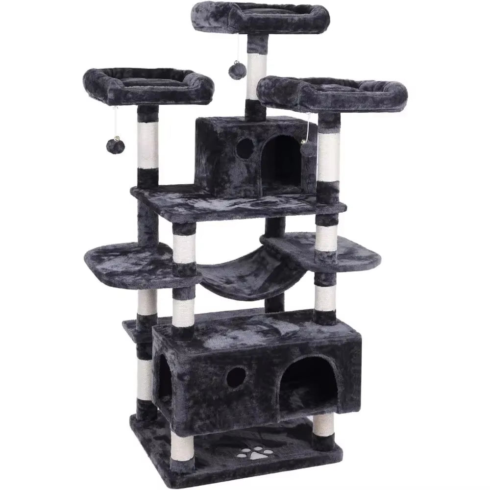 Large Cat Tree Condo with Sisal Scratching Posts & Perches - Cat Tower Activity Center