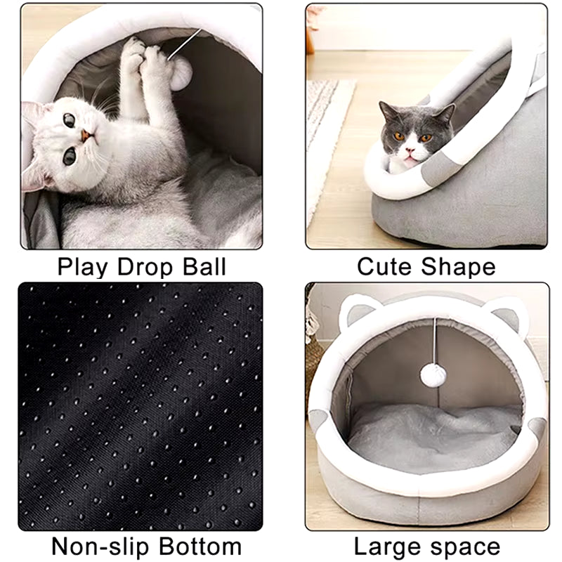 Cute Cat Bed - Soft Indoor Pet House for Cats & Small Dogs