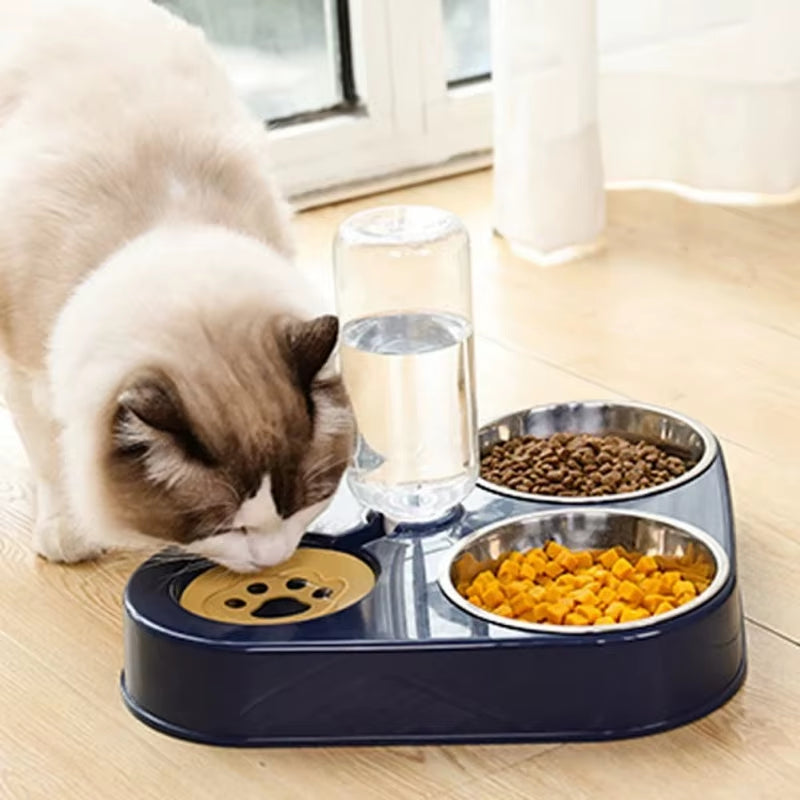 3-in-1 Pet Food & Water Bowl Set - Automatic Drinking Feeder with Bottle