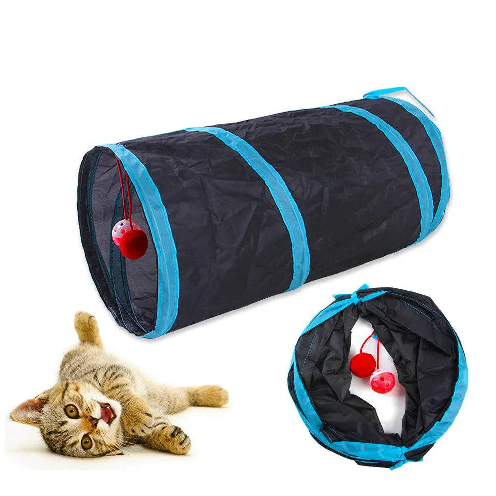 Foldable Cat Tunnel - Breathable S-Shape Play Tunnel for Indoor Cats