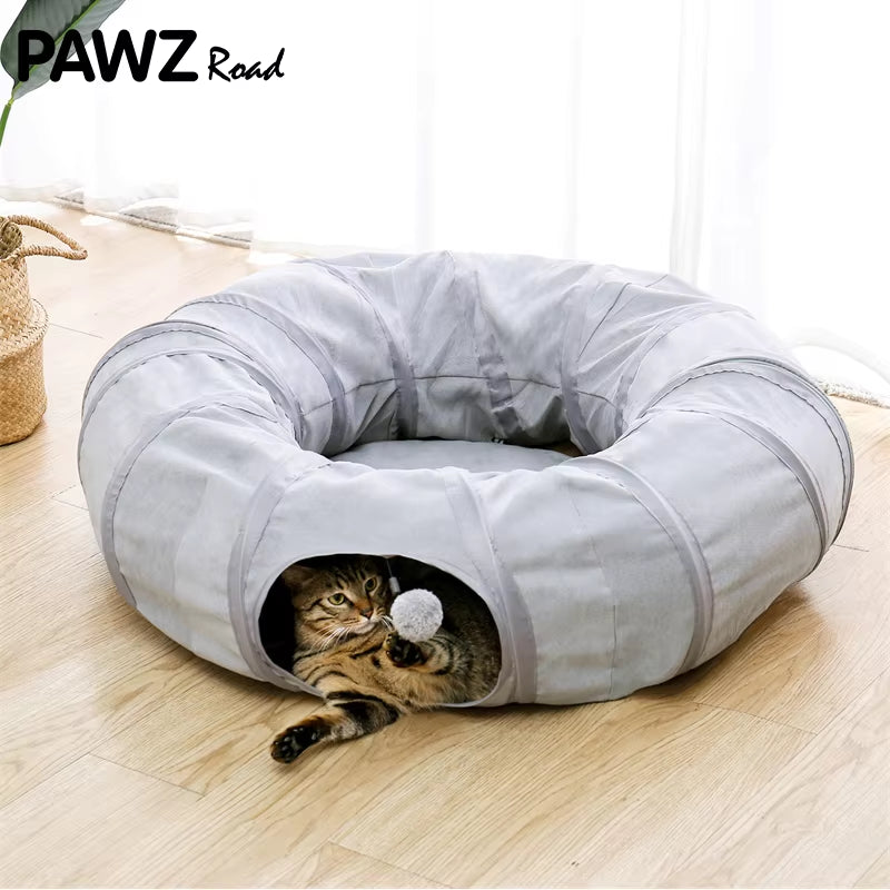 3-in-1 Cat Tunnel & Bed with Interactive Plush Ball Toy