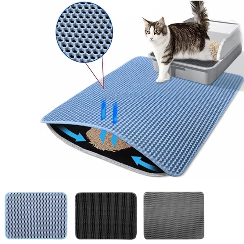 Non-Slip Cat Litter Mat - Double Layer Waterproof & Wear-Resistant Pet Clean Mat