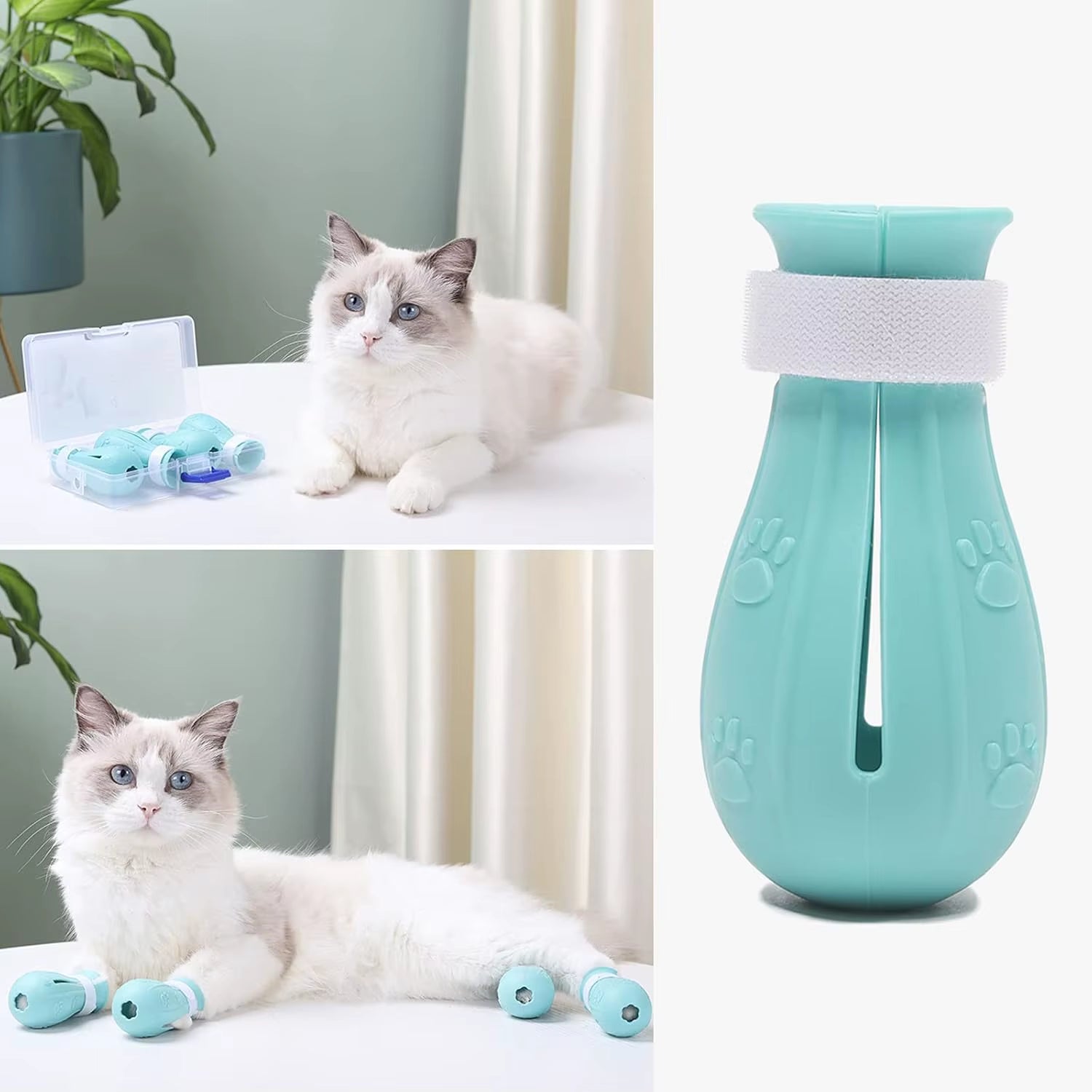 Adjustable Cat Claw Protector & Shoes - Anti-Scratch Silicone Mittens