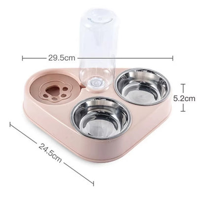 3-in-1 Pet Food & Water Bowl Set - Automatic Drinking Feeder with Bottle