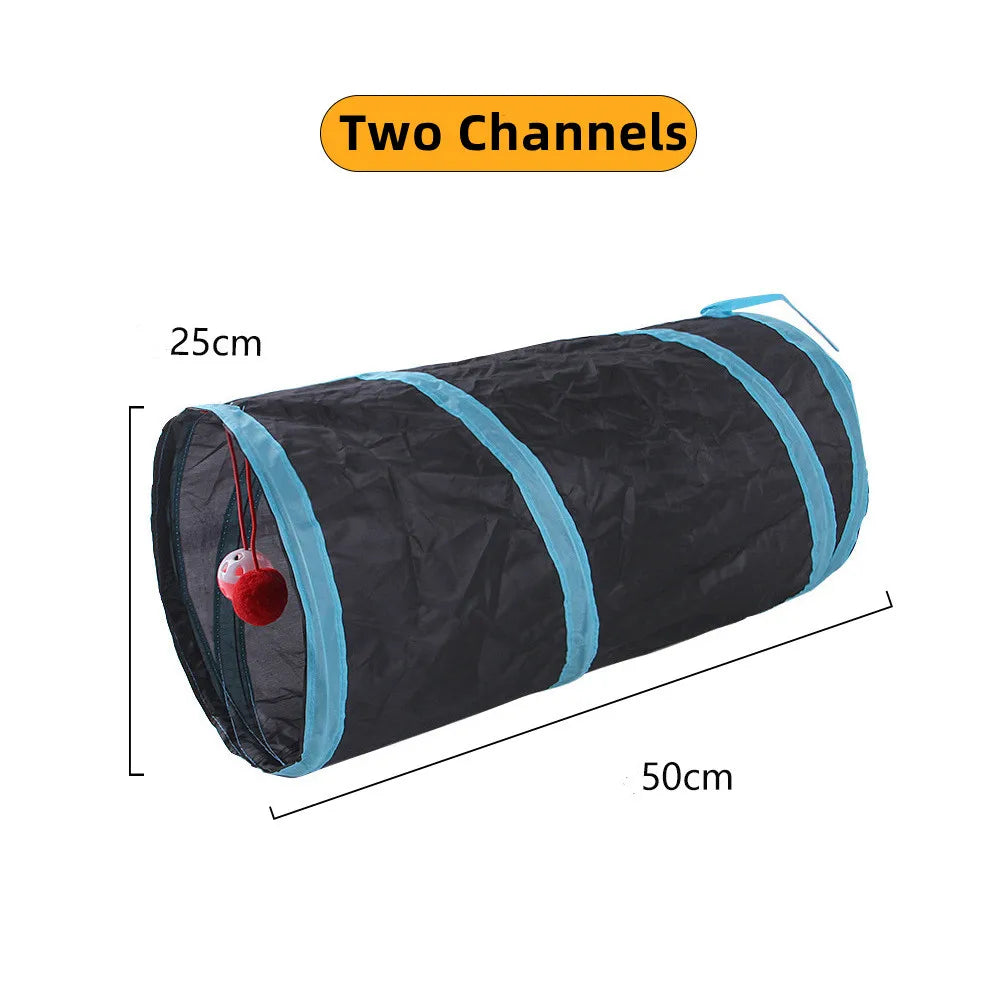 Foldable Cat Tunnel - Breathable S-Shape Play Tunnel for Indoor Cats