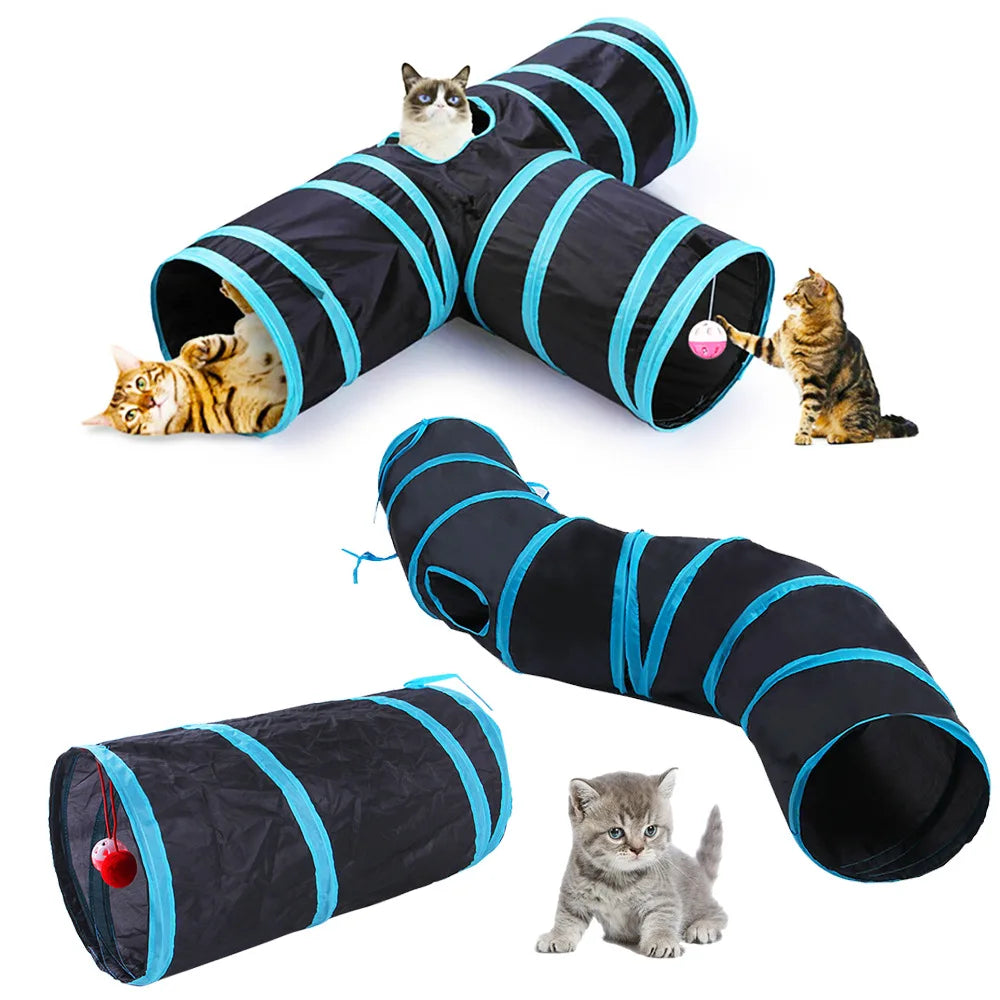 Foldable Cat Tunnel - Breathable S-Shape Play Tunnel for Indoor Cats