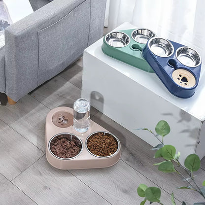 3-in-1 Pet Food & Water Bowl Set - Automatic Drinking Feeder with Bottle