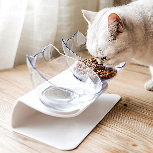 Non-Slip Double Cat & Dog Bowl with Stand - Pet Feeder & Water Bowl