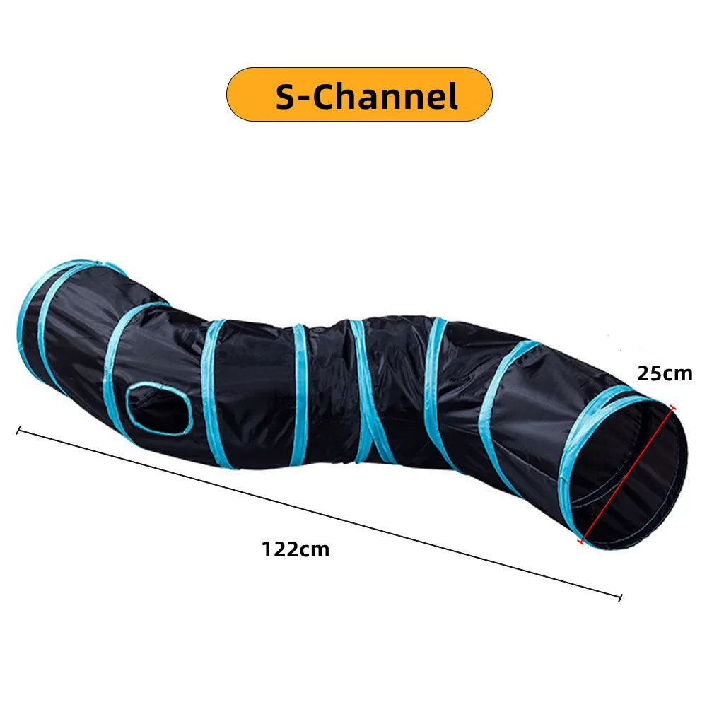 Foldable Cat Tunnel - Breathable S-Shape Play Tunnel for Indoor Cats