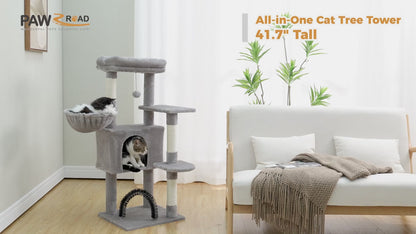 Large Cat Tree Condo with Sisal Scratching Posts & Perches - Cat Tower Activity Center